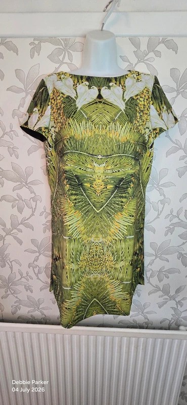 Ted Baker, Dress, Green, Tropical Dove Print, Size 2 (UK 10)