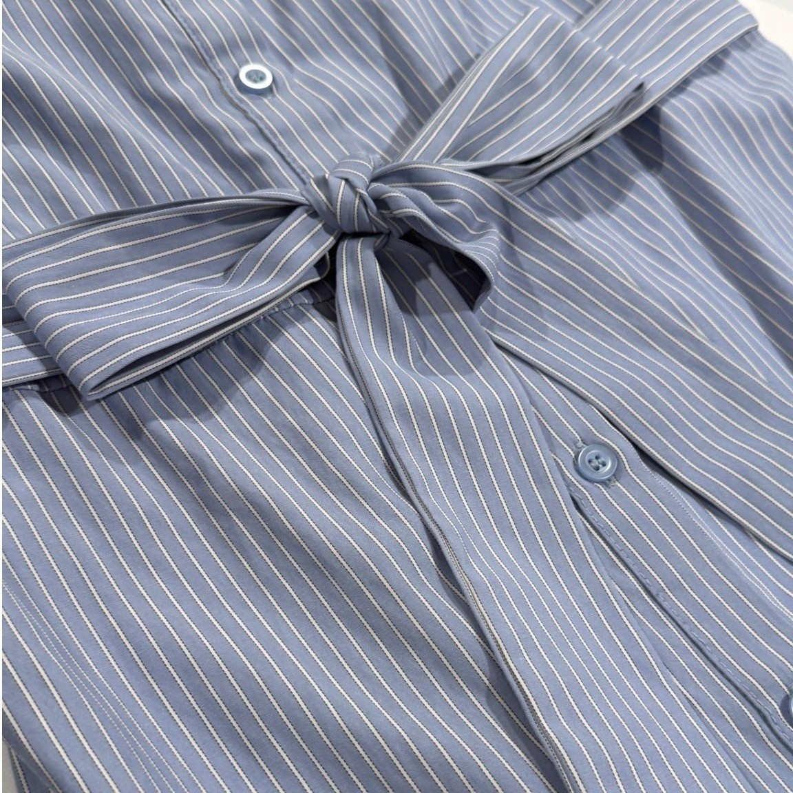 Primark Womens Blue White Striped Button Front Midi Shirt Dress Size 2 W475