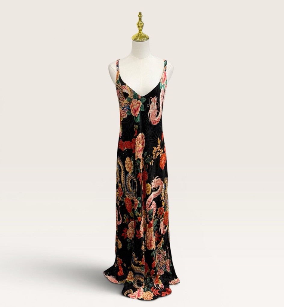 Johnny Was XXL Kanako-Levi Bias Cut Burnout Maxi Dress $400 Dragon, Floral NWT