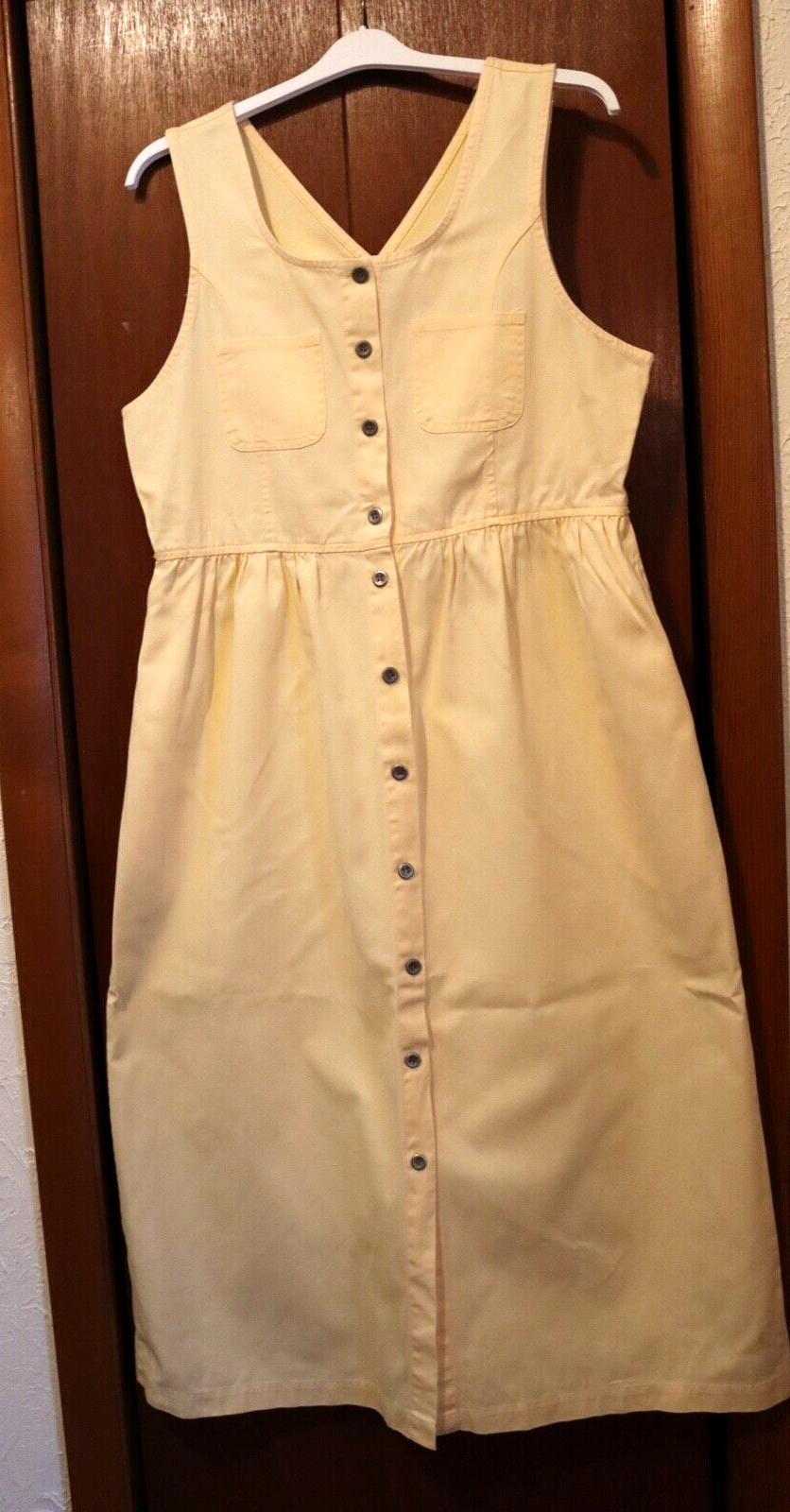 CAPACITY MAXI DRESS YELLOW SHORT SLEEVE BUTTON DOWN FRONT SIZE MEDIUM VTG