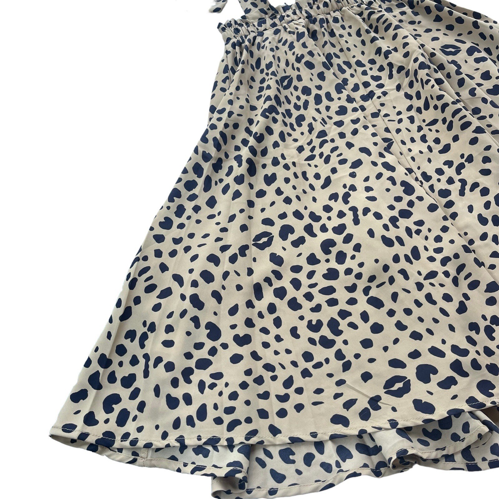 Reverse Womens Medium Tan Navy Cheetah Print Polyester Tent Tie Tank Flowy Dress