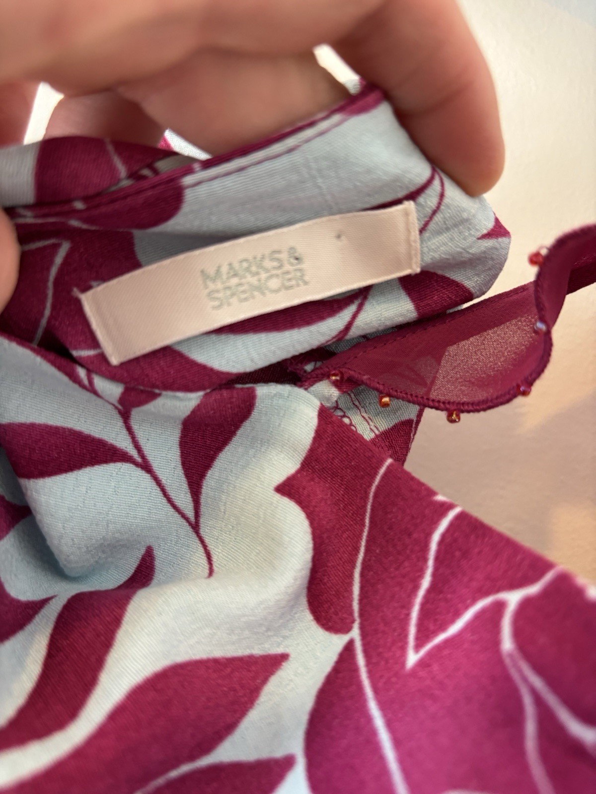 Marks & Spencer Pink magenta Floral Chiffon Ruffle Strap Dress UK 10