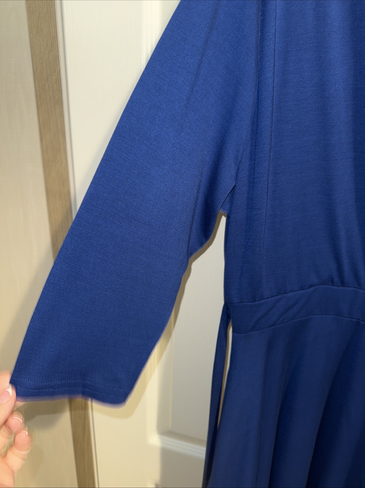 WOMENS KNEE LENGTH DRESS-NEMIDOR-POLYESTER SOLID BLUE SIZE 1XL 14/16 NWOT
