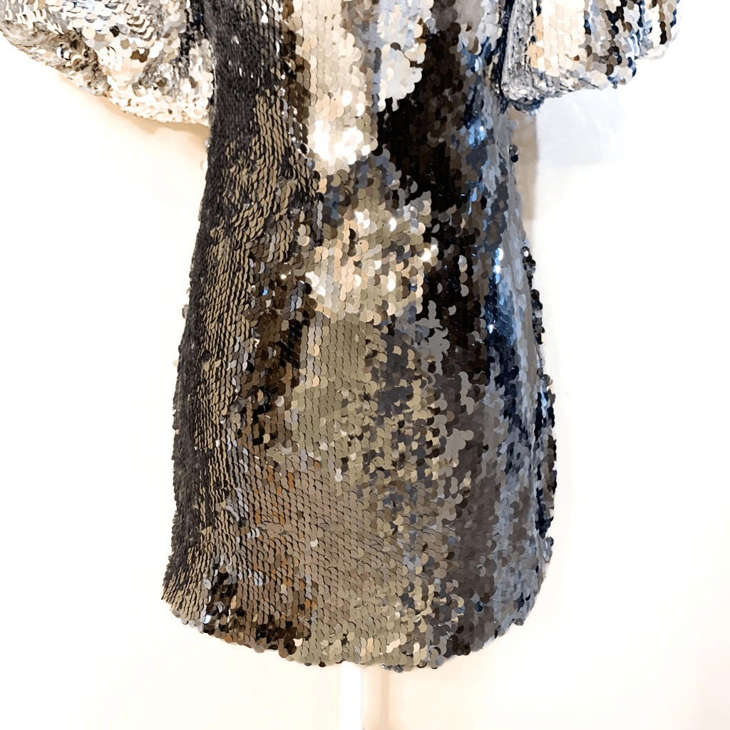 Rhode Silver Sequin Dali Mini Dress Above The Knee Size 0 New With Tags Small