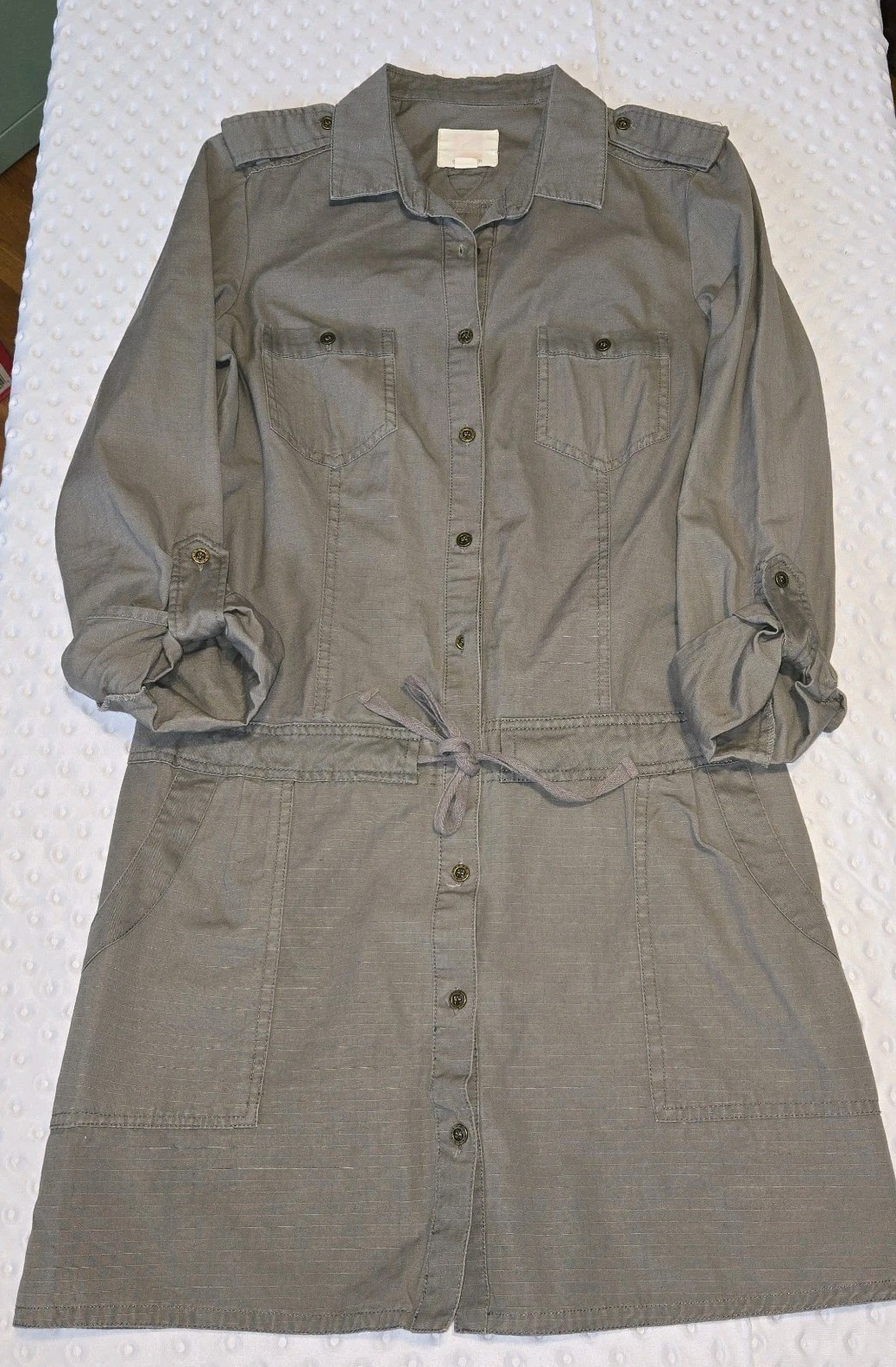 Quiksilver Gray Medium Sheath Button Up Utility Shirt Dress