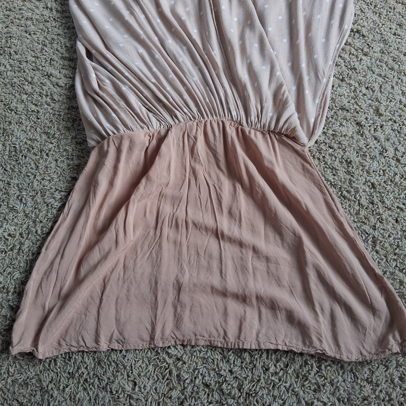 VICI Polka Dot Maxi Dress Flowy Feminine Neutral Tones European Summer Rayon M