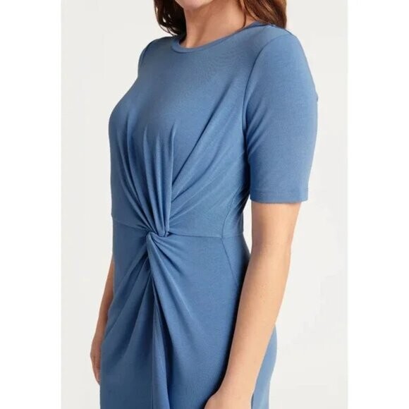 BETABRAND Knot Jersey Dress in Light Blue Size M