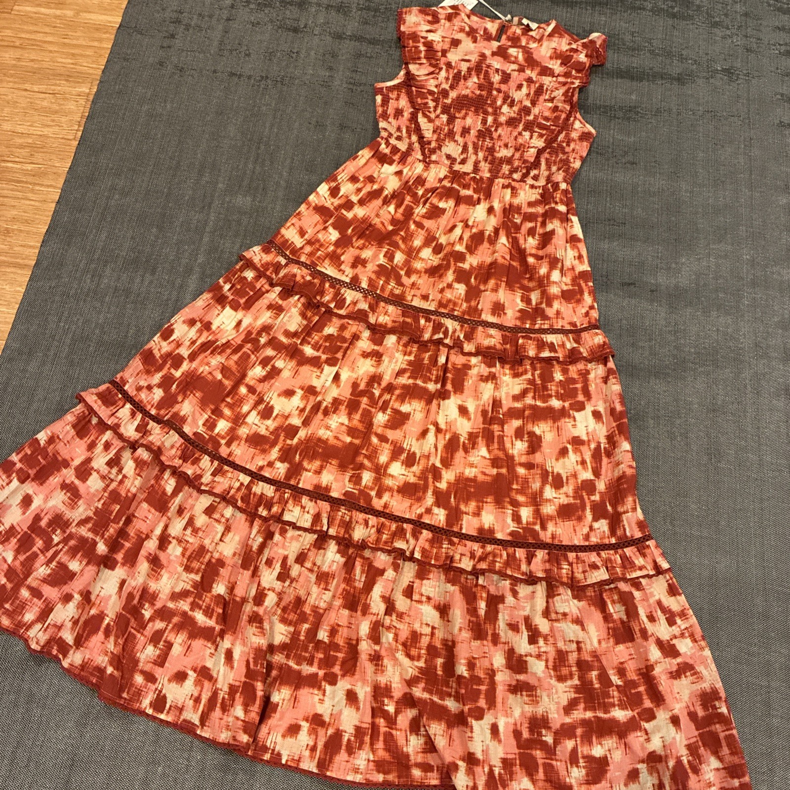 Banjanan S Small Iris Dress Print Cotton Midi