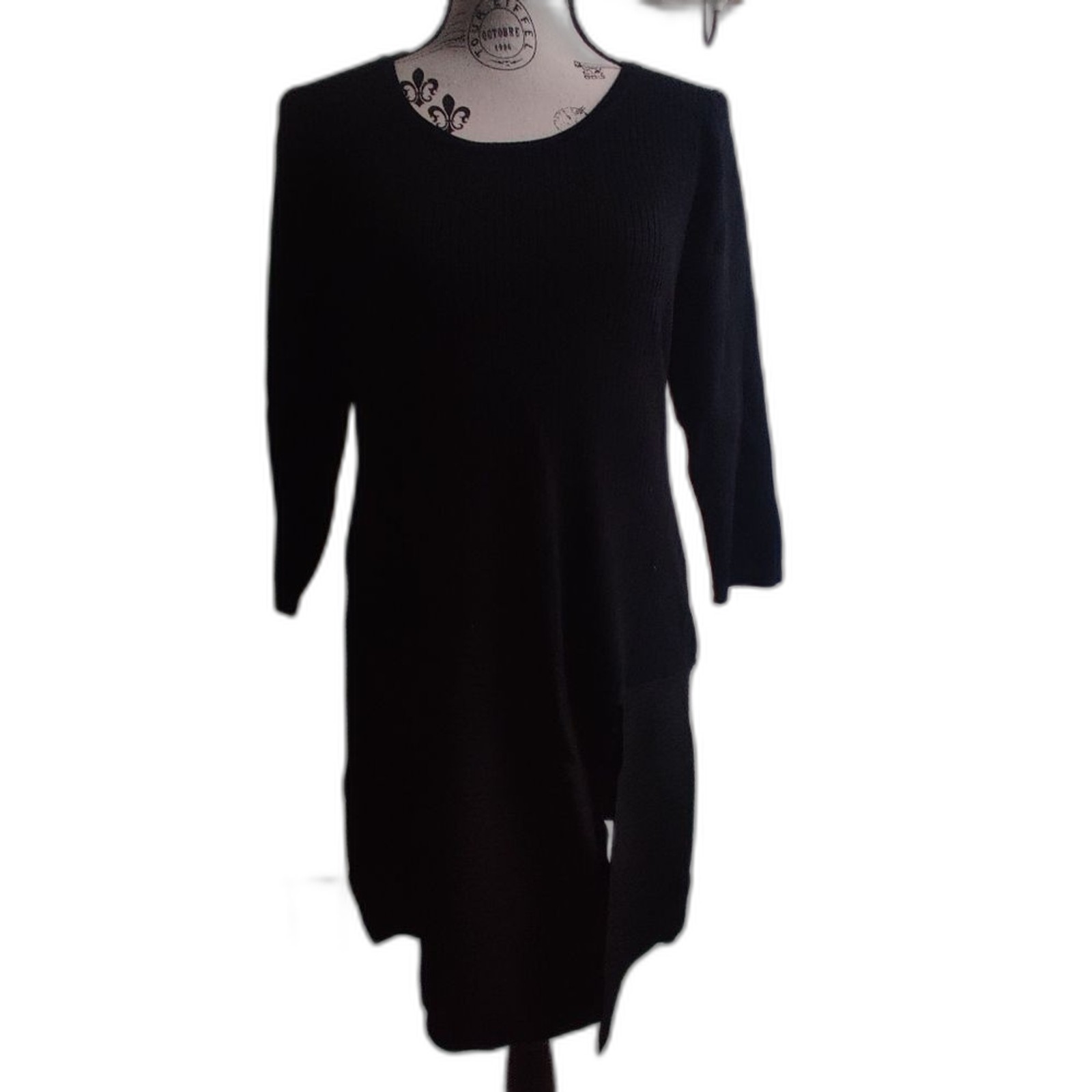 NWT NY&Co Black Warm Cozy Midi Sweater Dress Fall Winter Office Work_Large