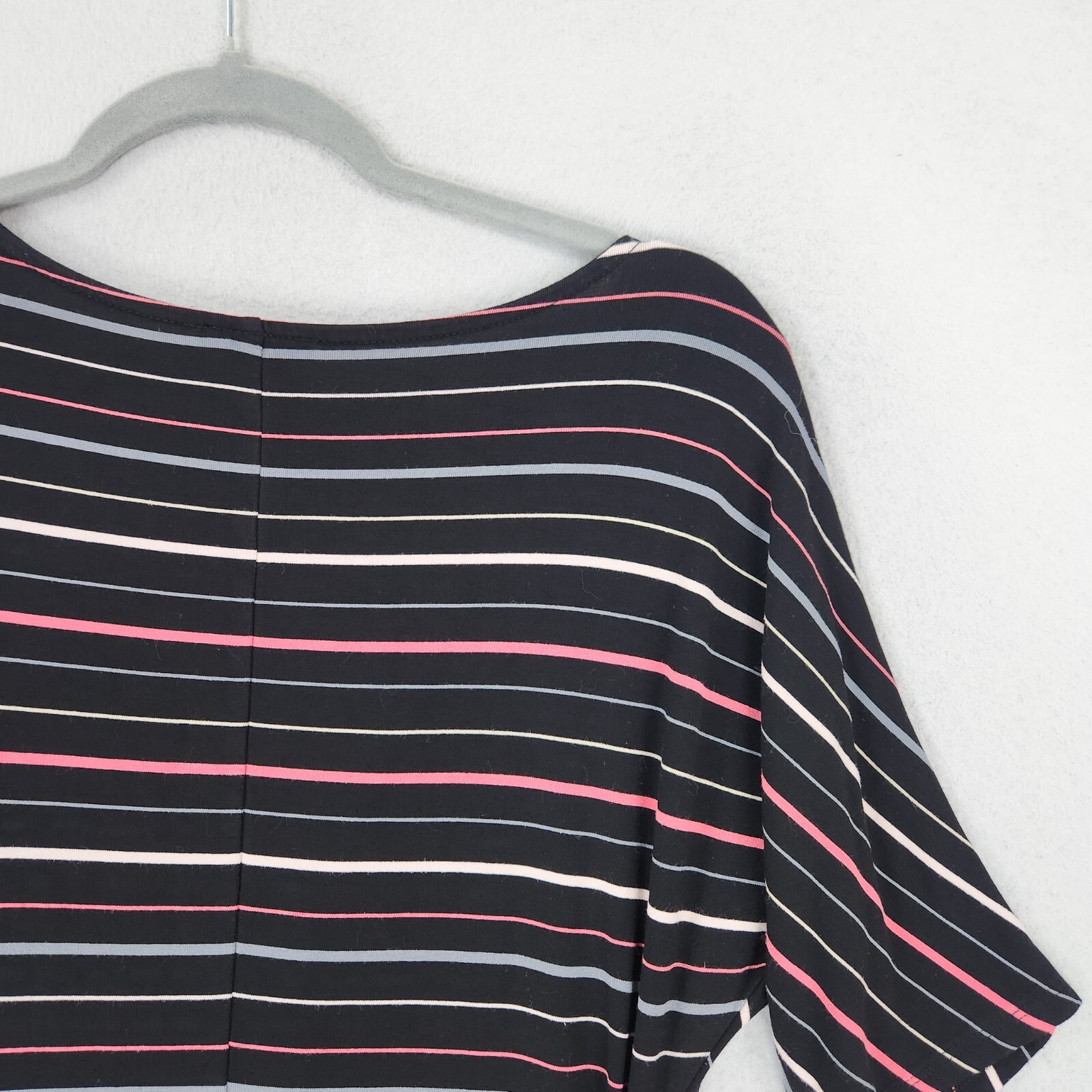 Ann Taylor Dress Womens Small Black Colorful Striped Dolman Sleeve Sheath Casual
