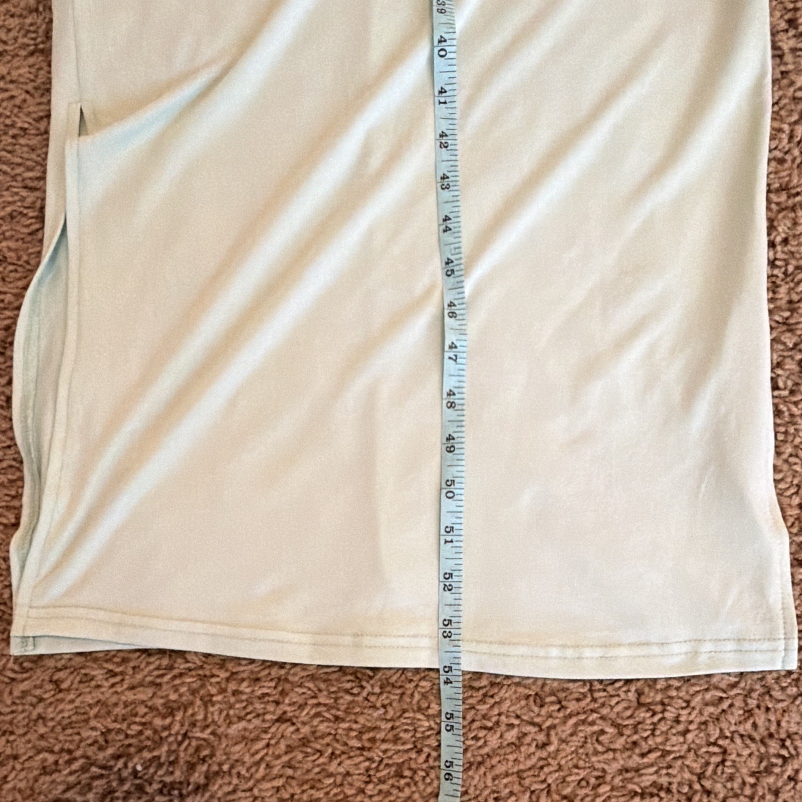 Women’s Mint Green Solid Crew Neck Short Sleeve Maxi Dress Side Slit Size S