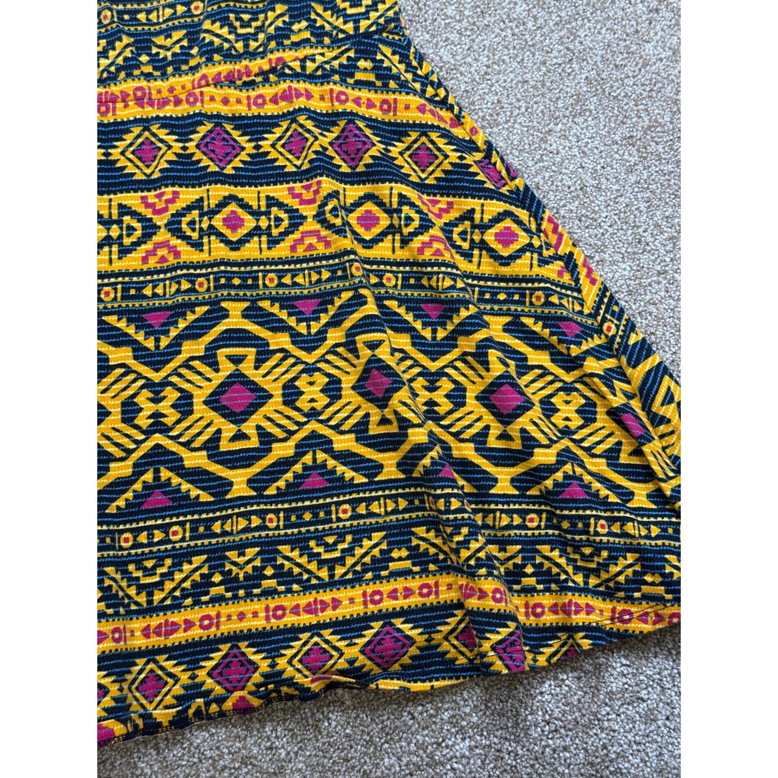Xhilaration Yellow Geometric Tribal Print Skater Tank Top Cutout Back Medium M