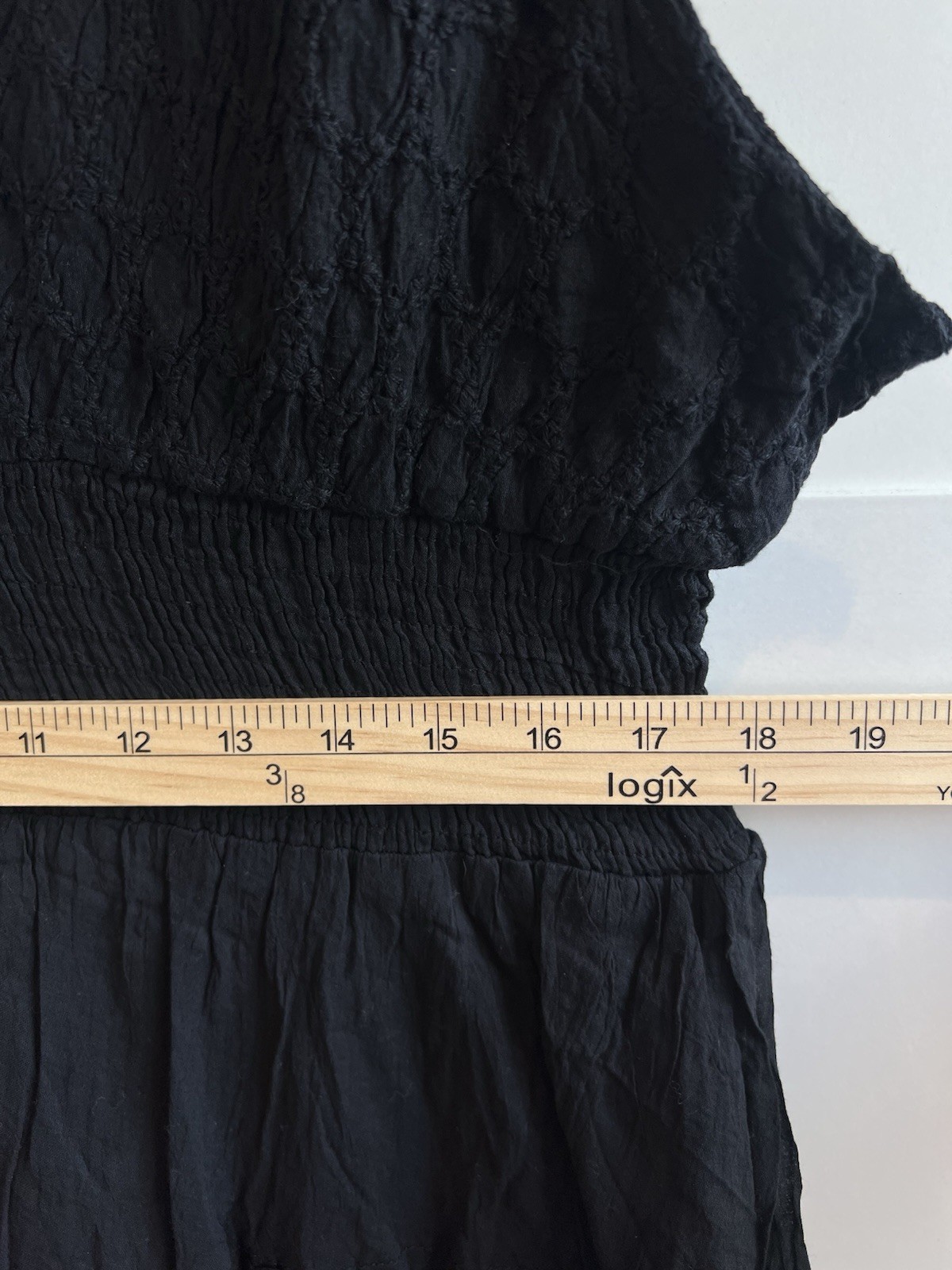 Jessica Taylor 100% Cotton Smocked Midi Dress Black V Neck 2X Style GC-20