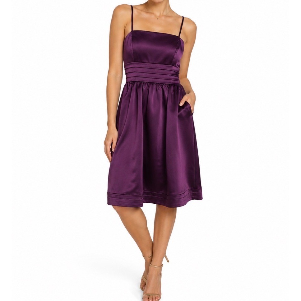 WTOO by Watters Purple Cocktail Dress Size 4 Party Strapless Pleated Weddings
