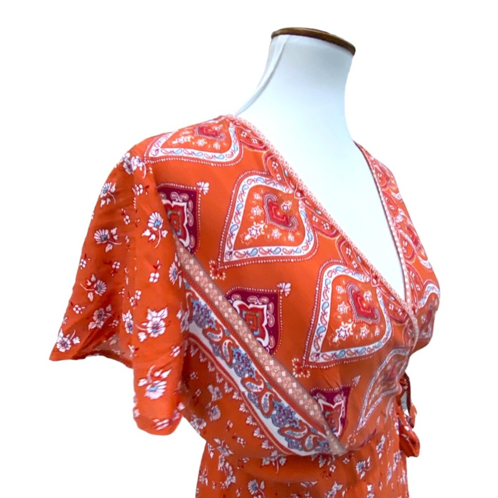 Maxi Dress Medium Boho Wrap Cottage Floral Long dress Vacation cruise romantic