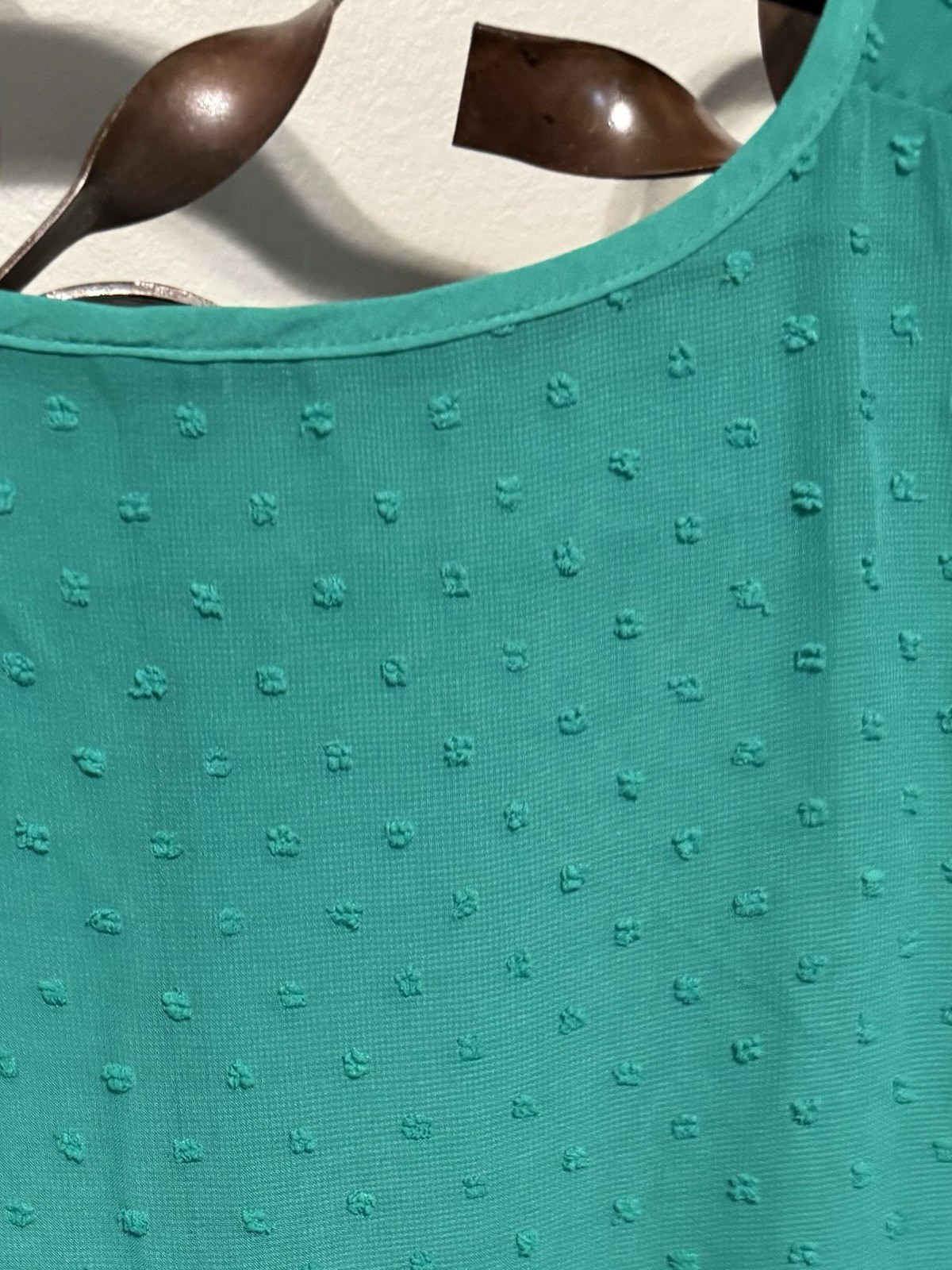 Zenana Green Sleeveless Scoop Neck A-Line Knee Dress Textured Pullover L