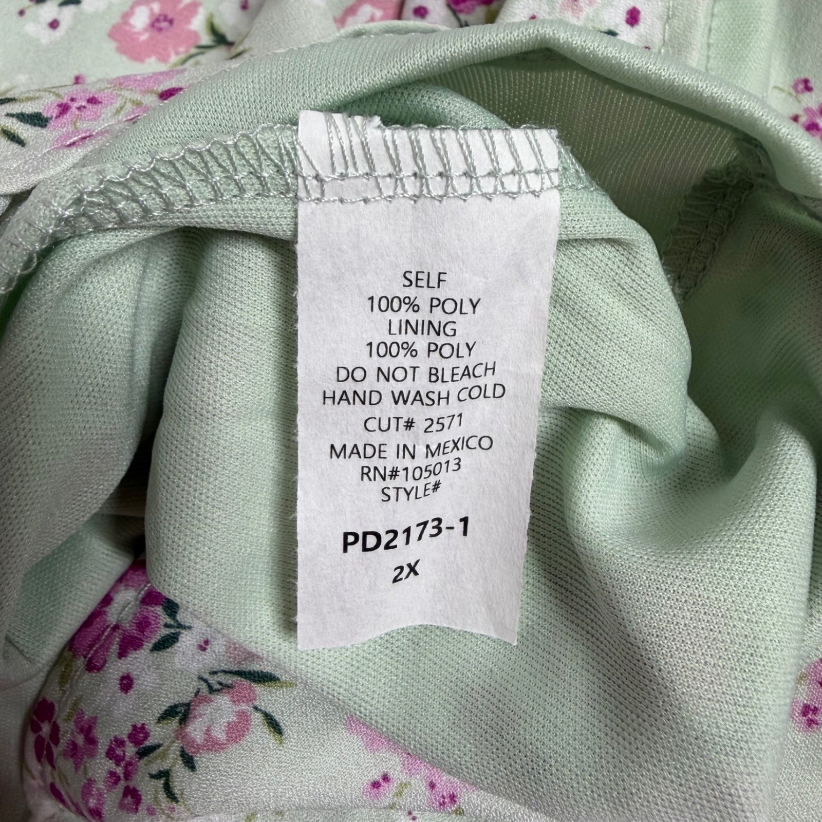 Andree by Unit Sage Green Floral Mock Neck Puff Sleeve Mini Dress Women Large