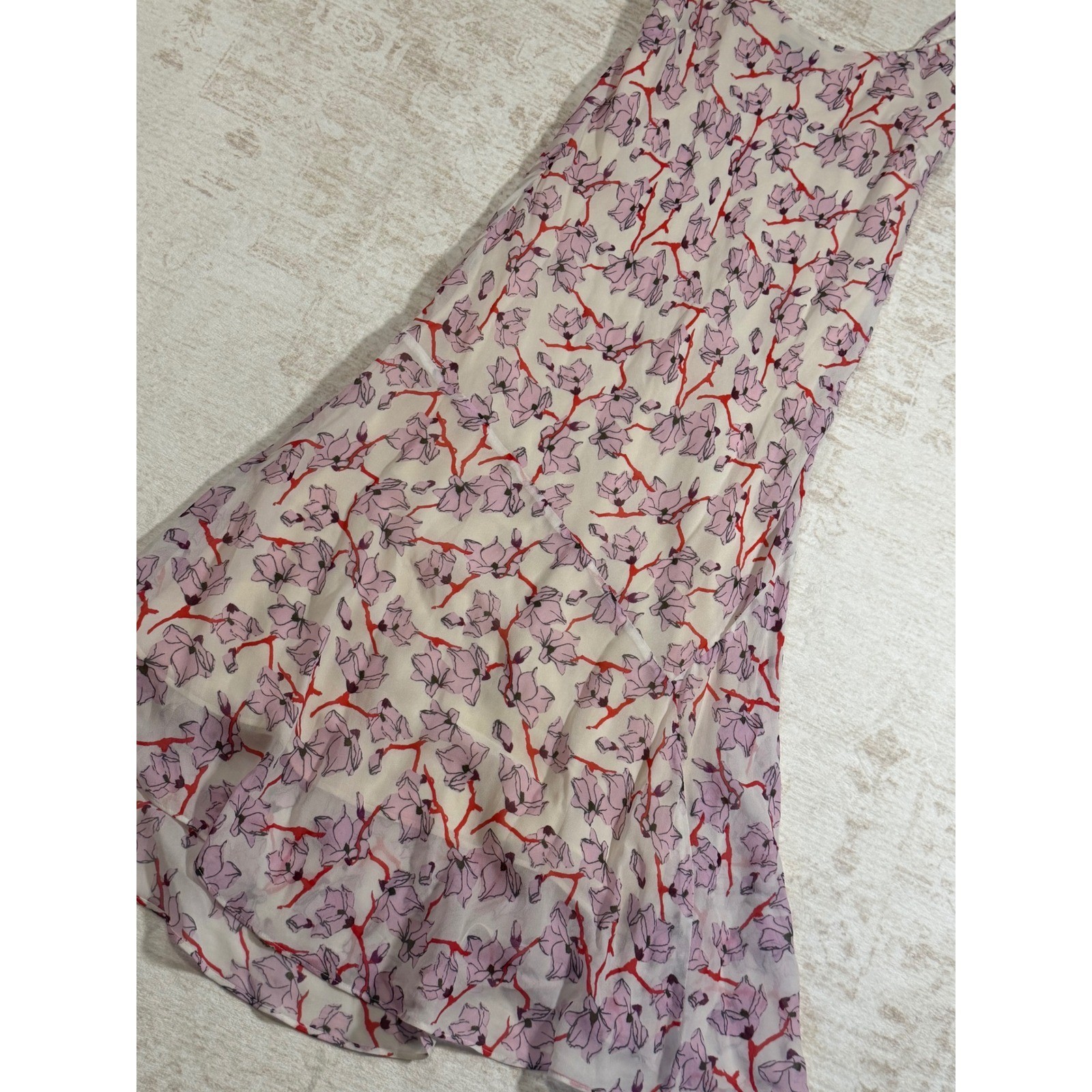 Rag & Bone Floral Midi Slip Dress Pink Purple Ivory Sleeveless Viscose Size 6