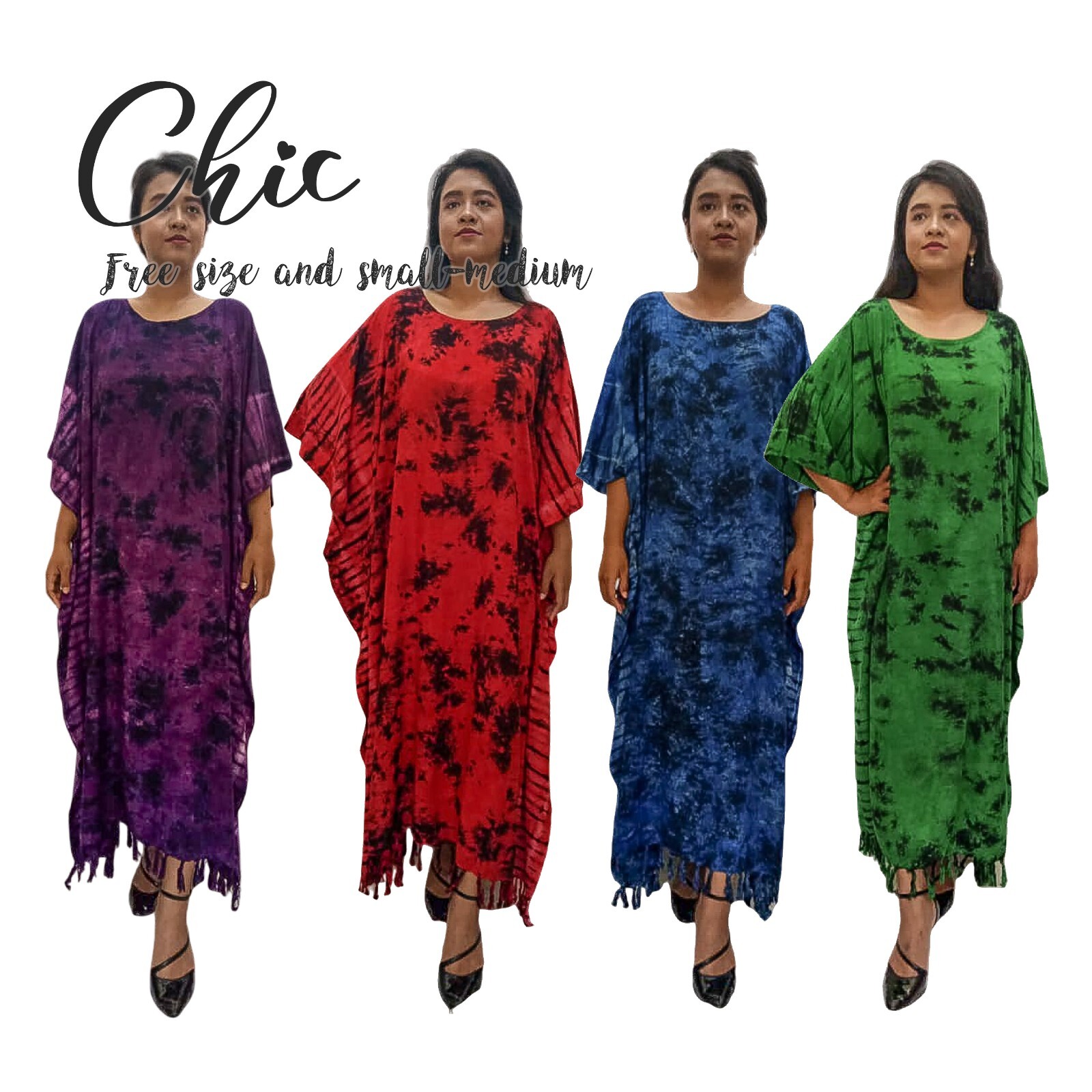 Chic Tye Dye Print Ladies Kaftan Long Ethnic Hand Made Vibrant Large Womens Cool