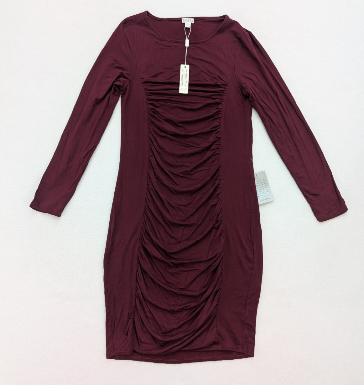 Spense Women’s Dress Size M Maroon Wine Red Long Sleeve Stretch Knit Sheath NEW