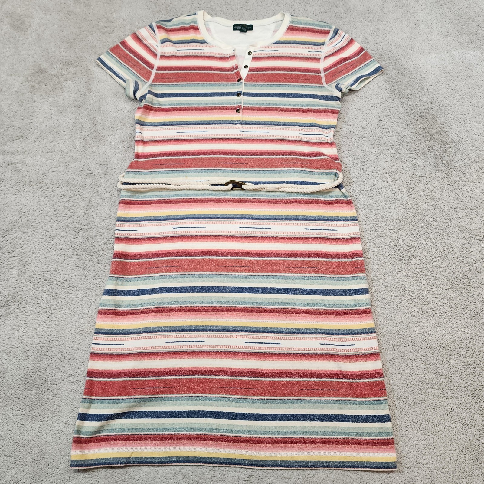 LRL Lauren Jeans Co. Henley dress rope belt Western Striped