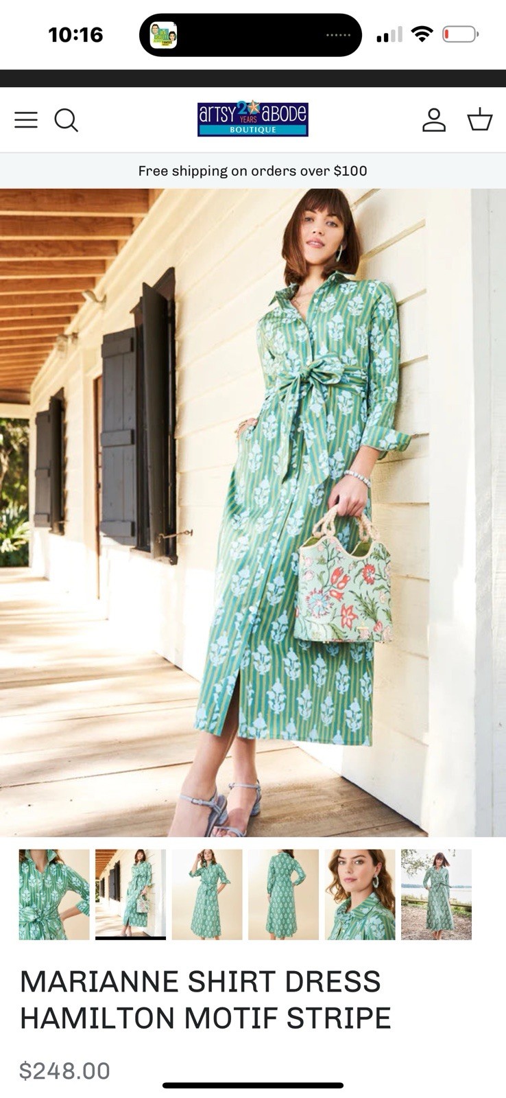 Spartina 449 MARIANNE SHIRT DRESS HAMILTON MOTIF STRIPE New With Tags
