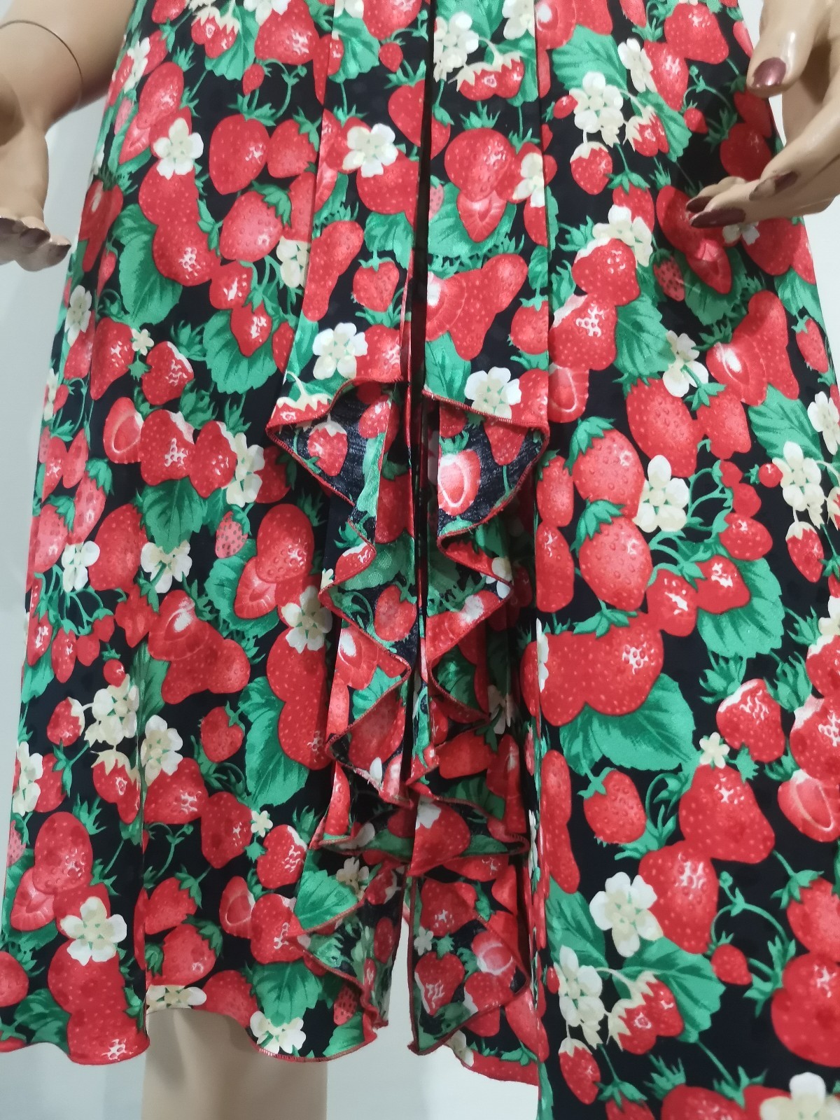 🆓US🛃 SS 2006 Dolce&Gabbana strawberries printed silk corset dress IT 38