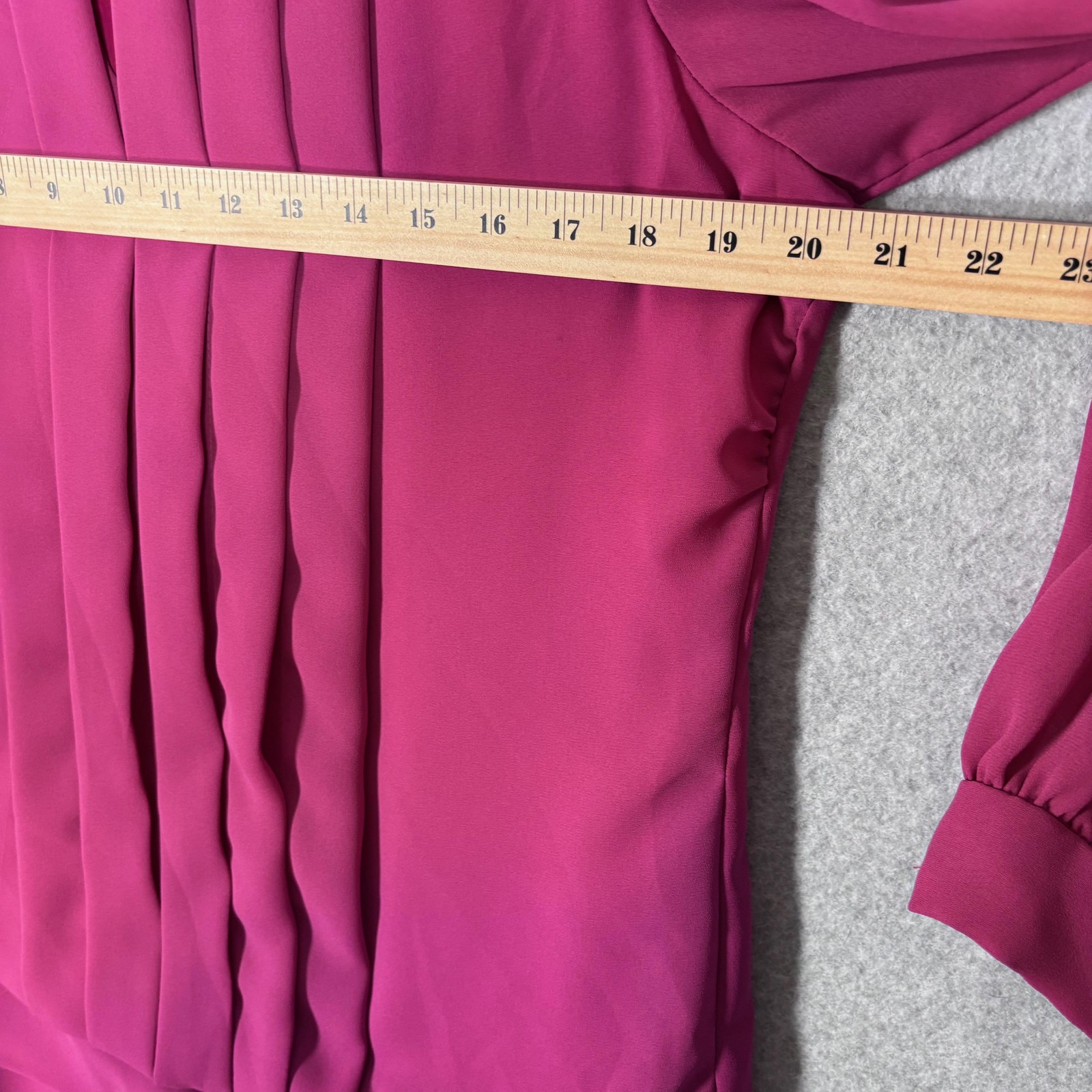 Vintage 80s Coco California Dress Medium Midi Pleated Drop Waist Bow Fuchsia USA
