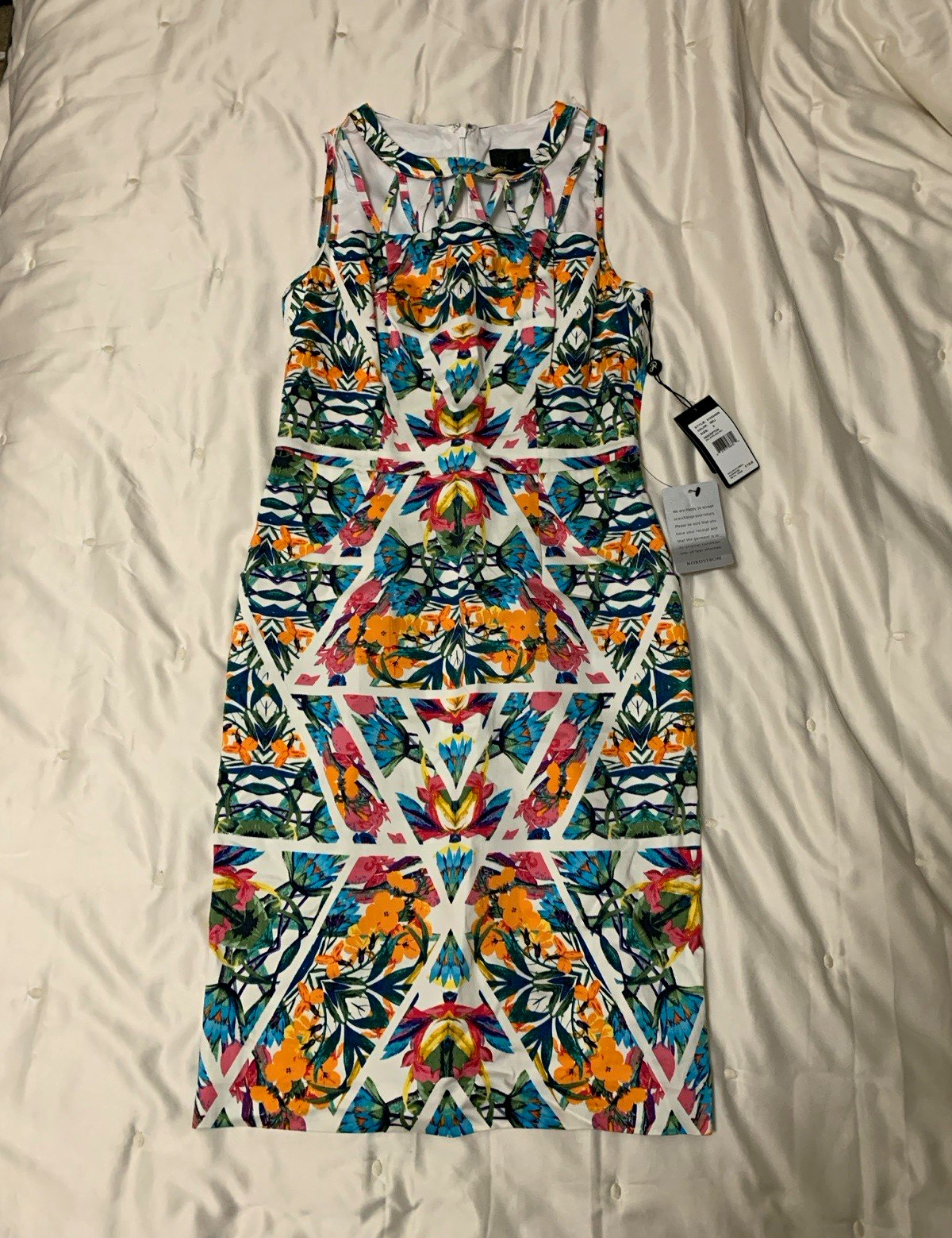 Adrianna Papell Floral Fitted Dress Sz 2 Sleeveless w Pockets NWT