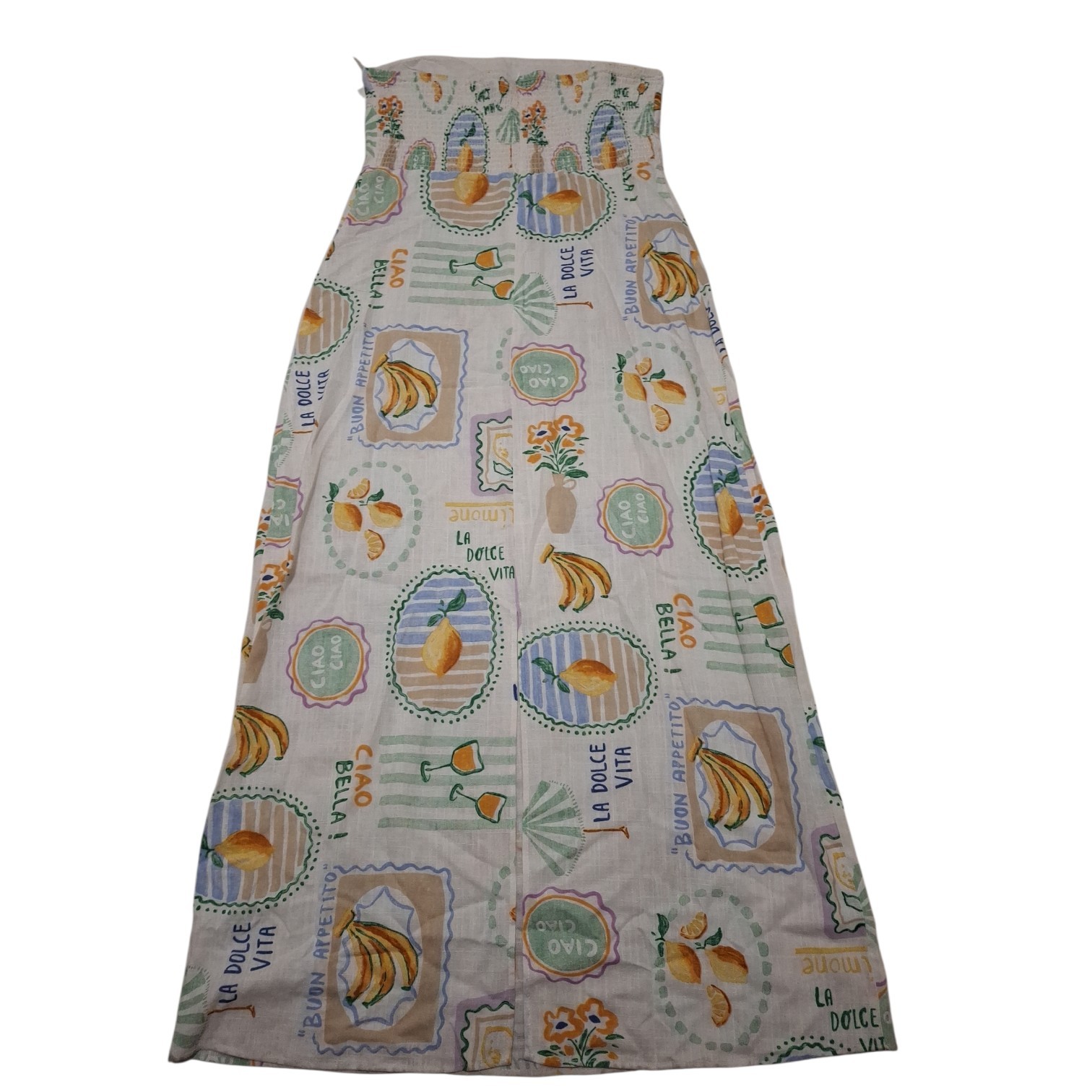 Anthropologie Paper Heart Linen Blend Tropical Fruit Print Maxi Dress Sz XL NWT