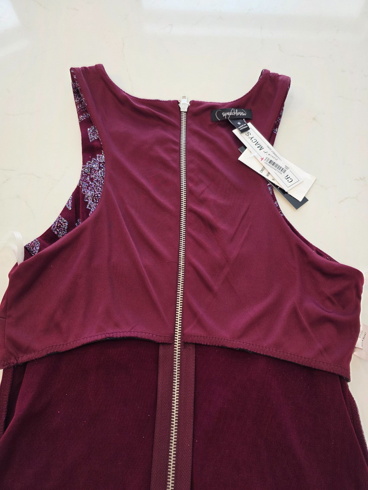 Speech Less burgundy silver gliders women dress size 9 D282
