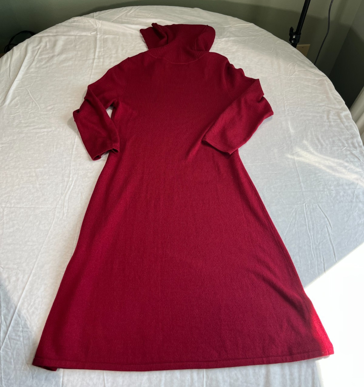 Black Label Evan-Picone Red Sweater Dress XS Cowl Neck Cozy Knit Fall Winter