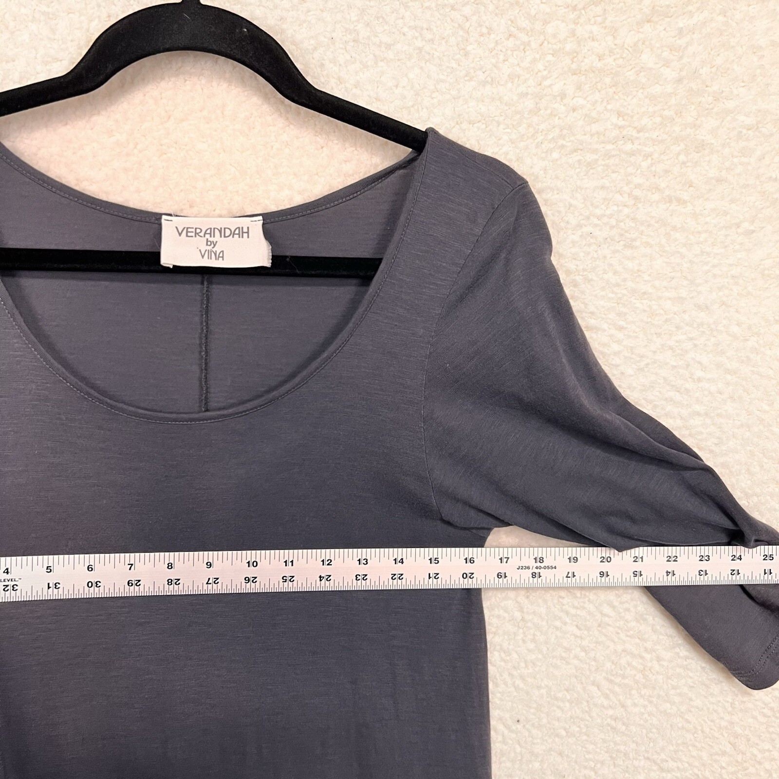 Verandah By Vina Dress Women’s One Size Gray Cotton Midi Lagenlook Pockets