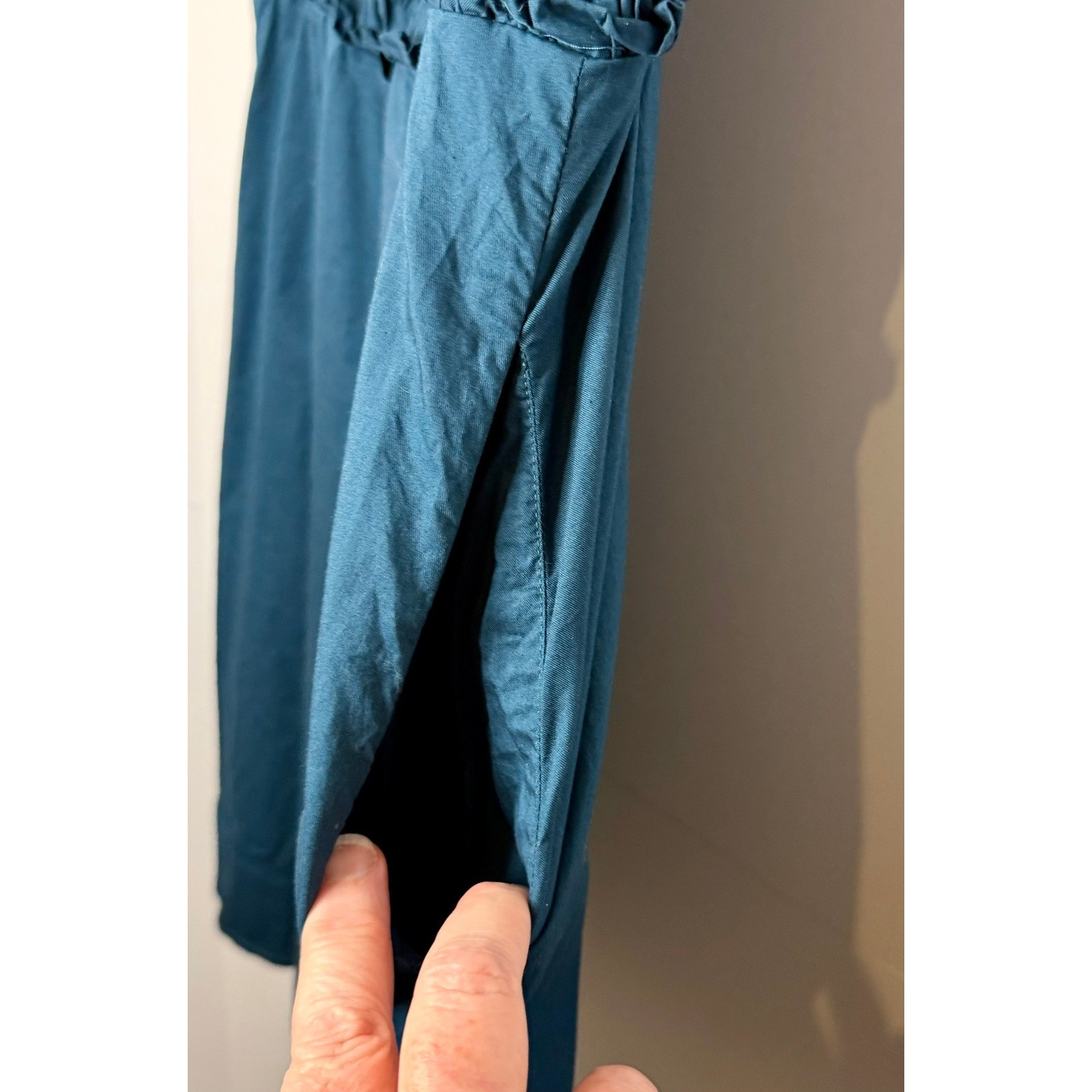 Old Navy Teal Blue Smocked Empire Waist Cotton Mini Dress Sleeveless Pockets L
