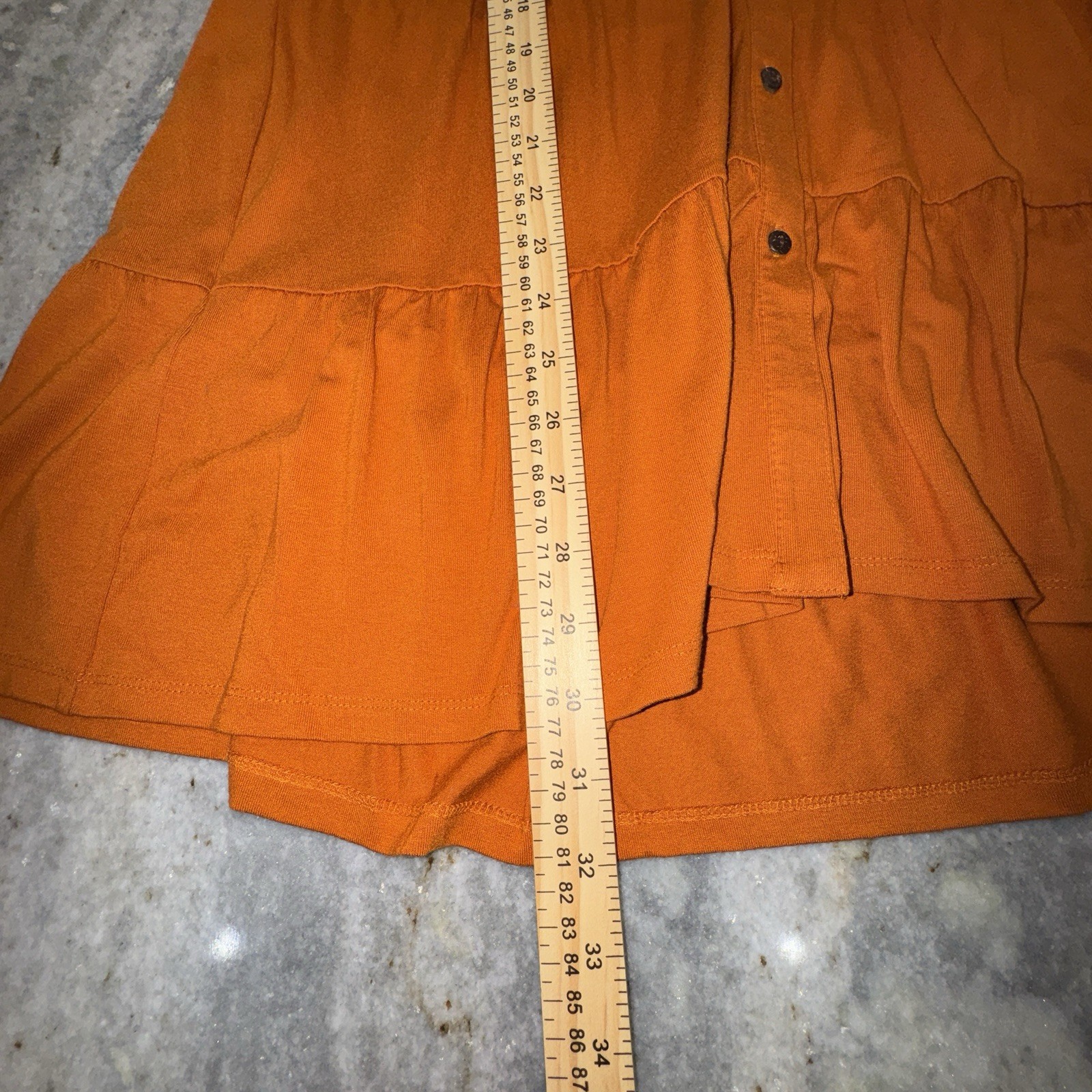 NWOT Wonderly Mini Dress Large Dark Orange Boho Button Front Short Sleeve Casual