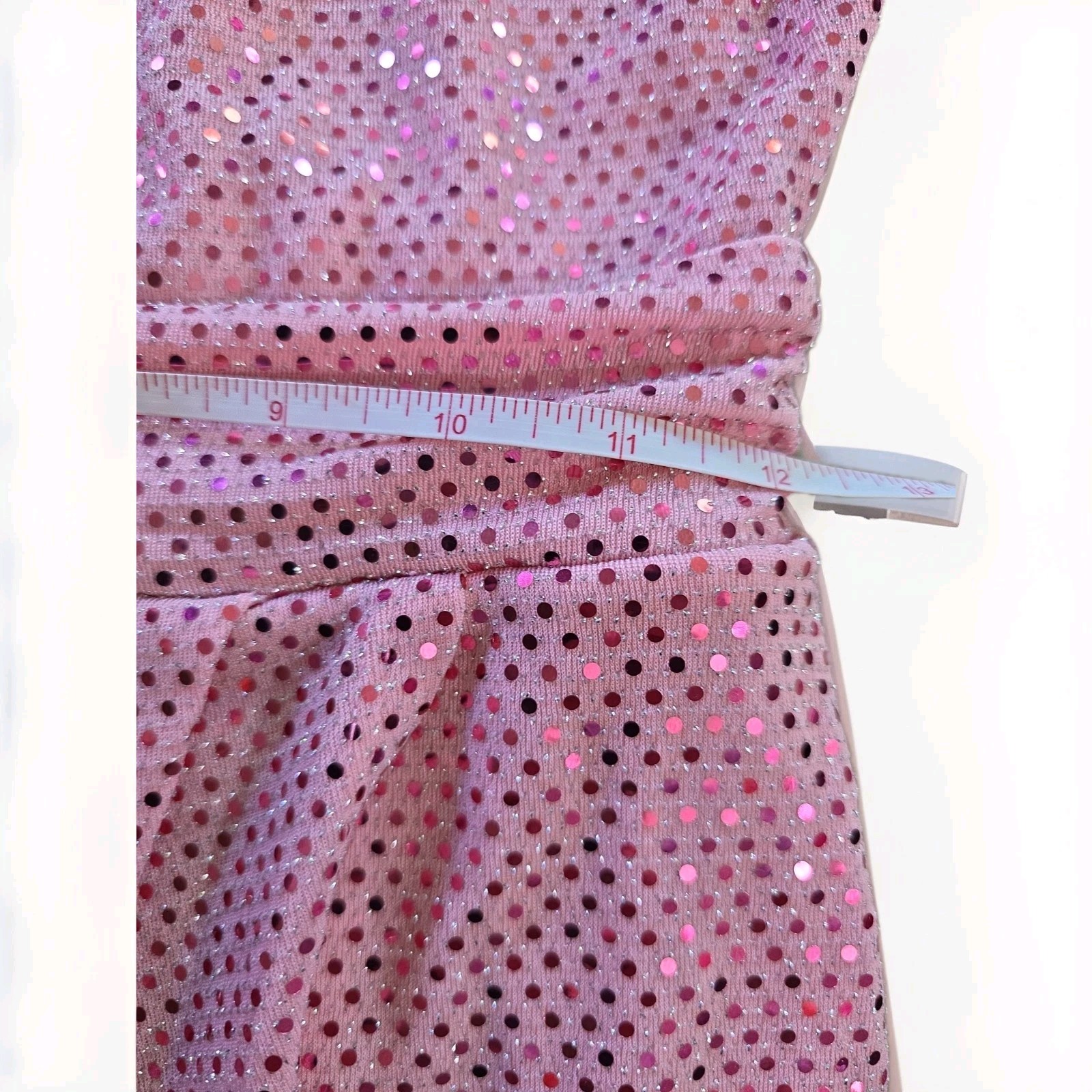 NEW Fraiche By J Sparkle Pink GLITTER Knee Length Party Dress Long Sleeve SZ SM