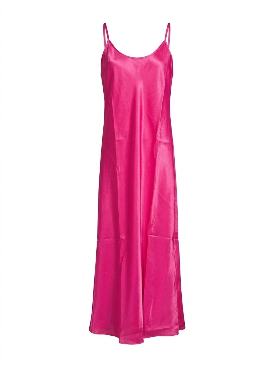 Victoria’s Secret Satin Slip Dress Midi L Hot Pink