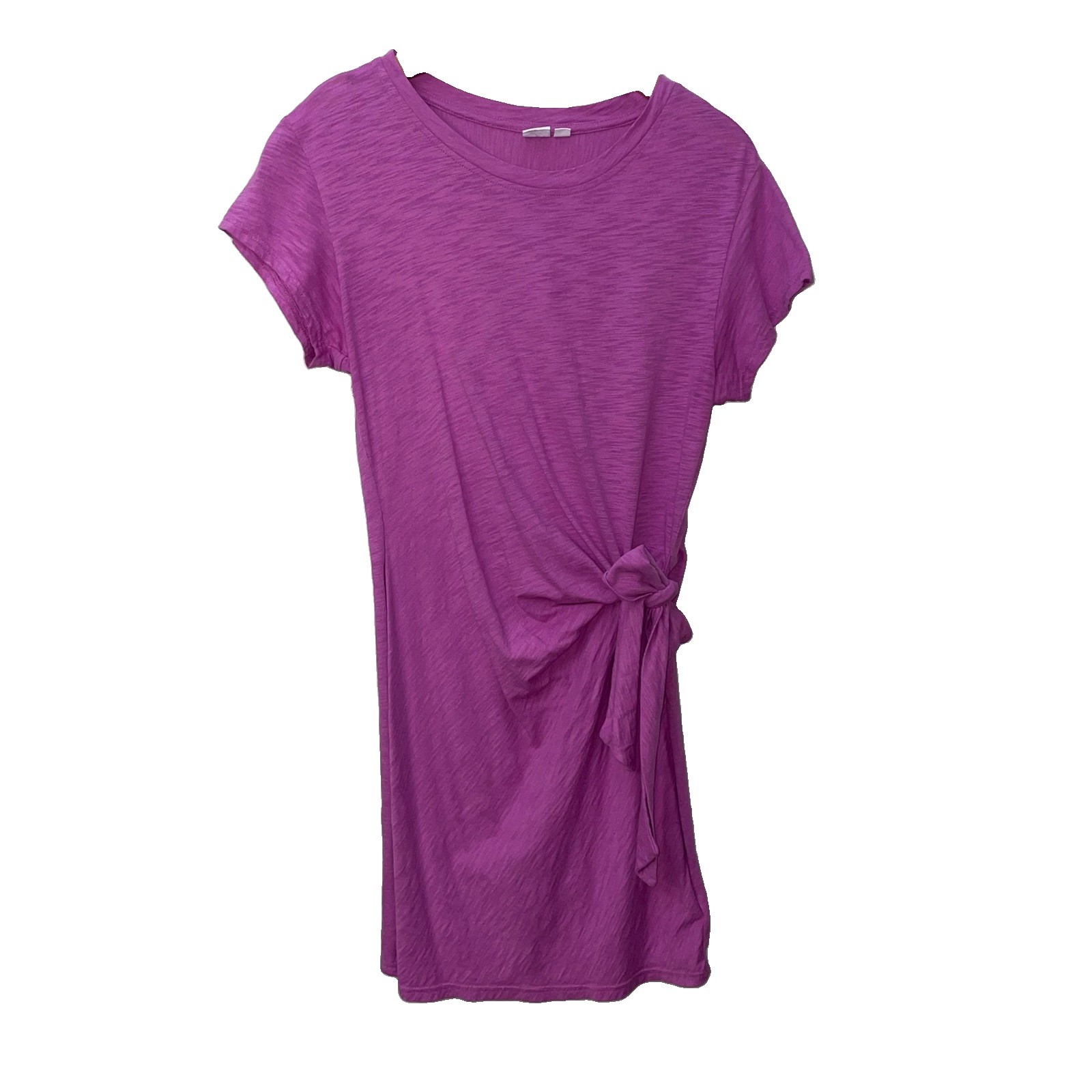 GAP Side Tie T-Shirt Dress Womens Medium Purple Casual Slub Knit Minimalist