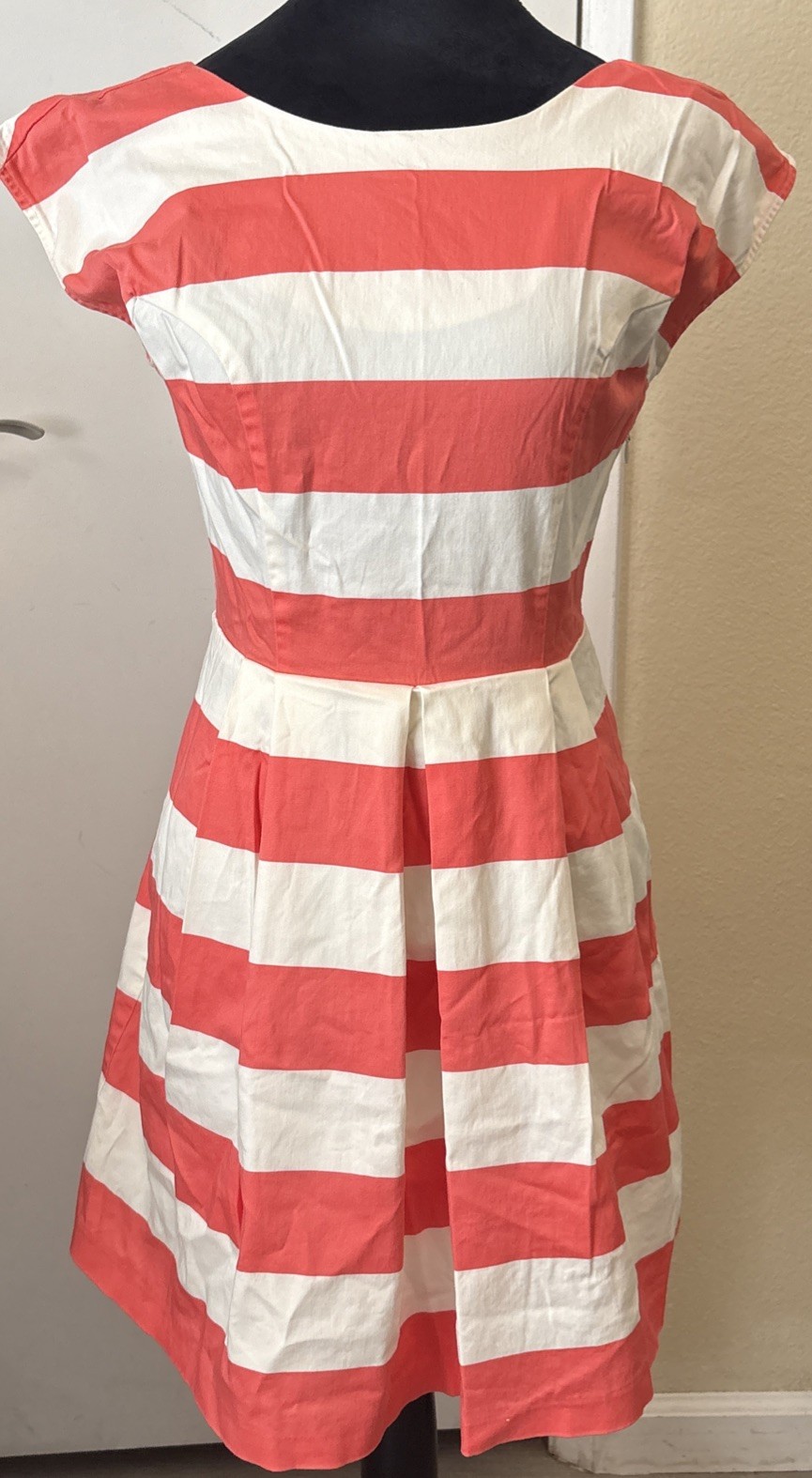 Mini Dress Striped Lined Forever 21 Side Zip Salmon & White S:XS Love 21 Casual