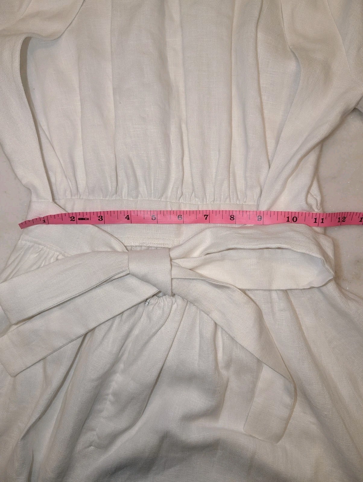 Reformation NWOT Sz 0 White Linen Open Back Adjustable Waist Tie Mini Dress