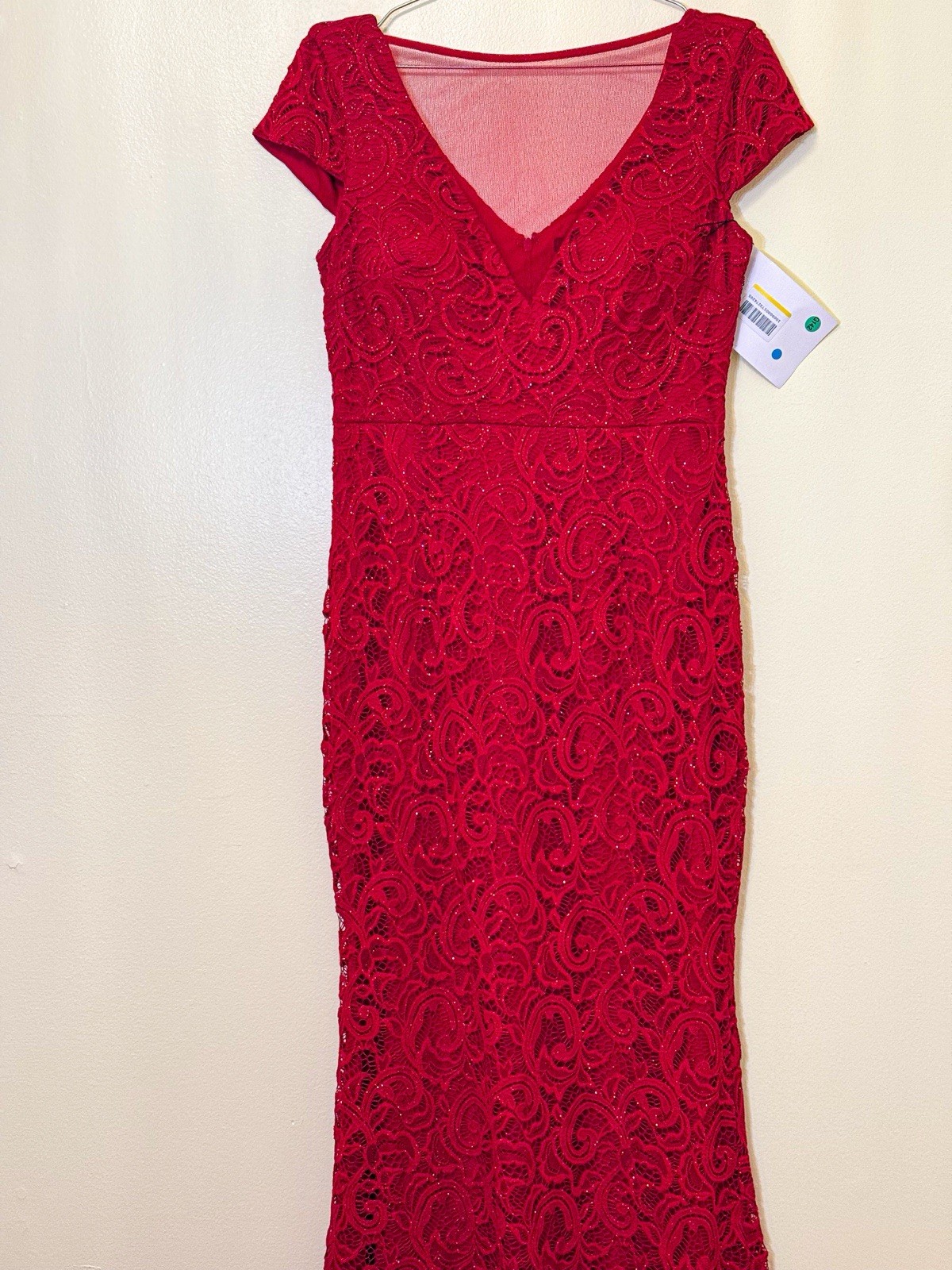 $228 Medium US 6 ❤️ Marina Stretch Red Women Push up A Line Lace Gown Dress