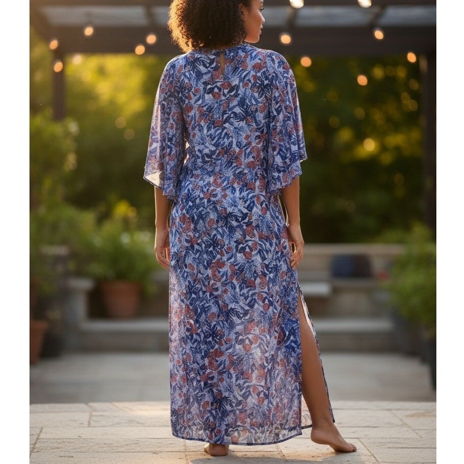 JunaRose Red White Blue Chiffon Maxi Dress SIZE 14 Wedding Party Flattering $90