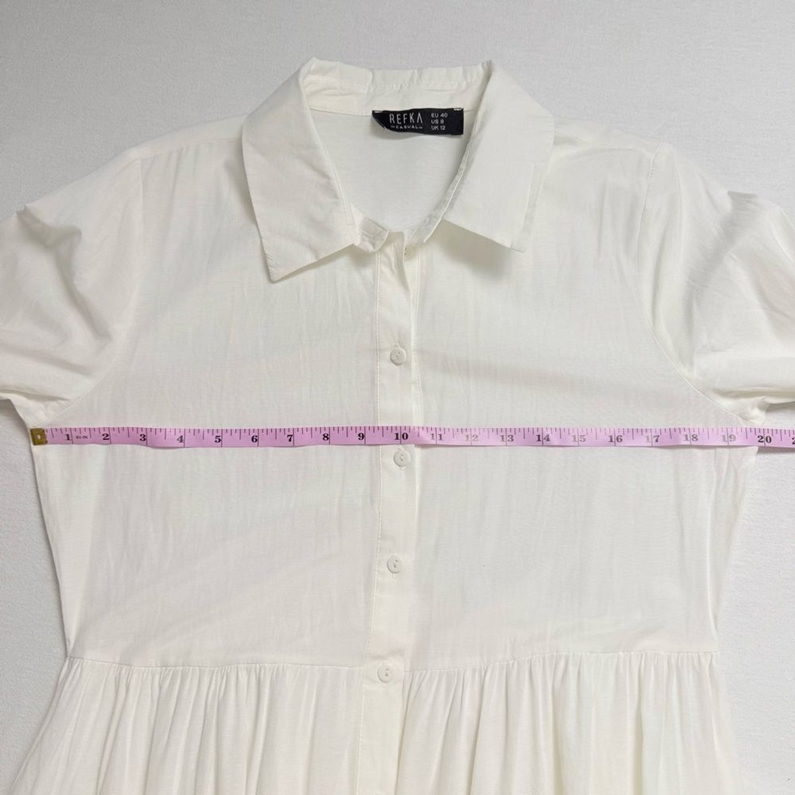 Refka White Tiered Maxi Shirt Dress Boho Cottagecore Prairie Minimalist Size 8