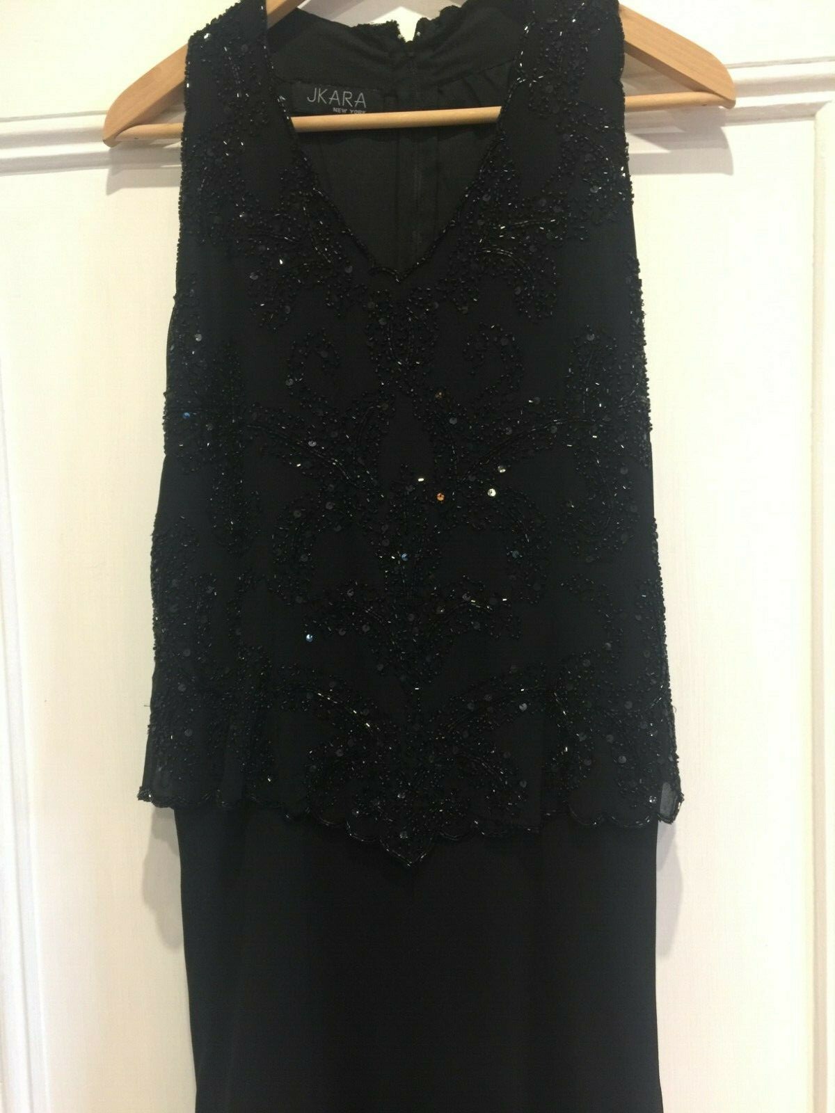 JKARA New York, Size 12 ballgown/prom/evening maxi dress Black beaded/sequinned