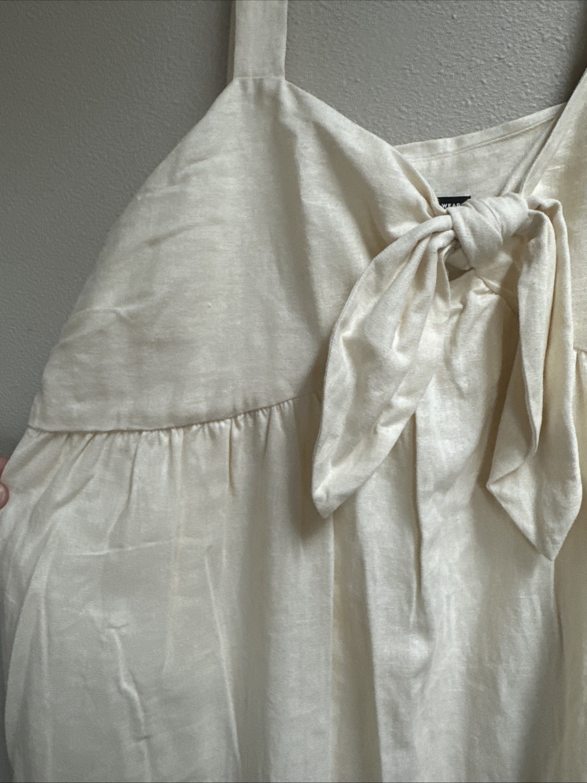 NWT Who What Wear Women’s Linen Dress XL Portrait Summer Vacation Beach Cream