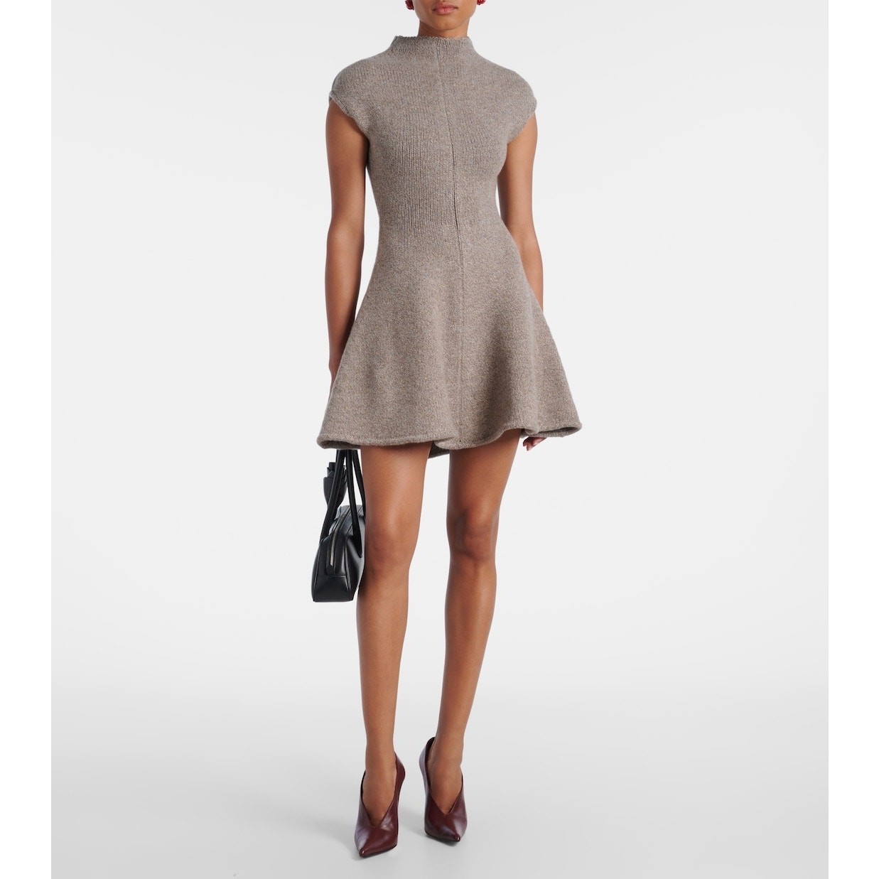 NWT Magda Butrym Beige Cashmere Blend Knit Cap Sleeve Mini Dress 36 / US 4