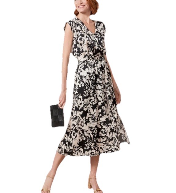 Evereve Winona Satin Floral Midi Dress Woman Size Medium – Missing Belt