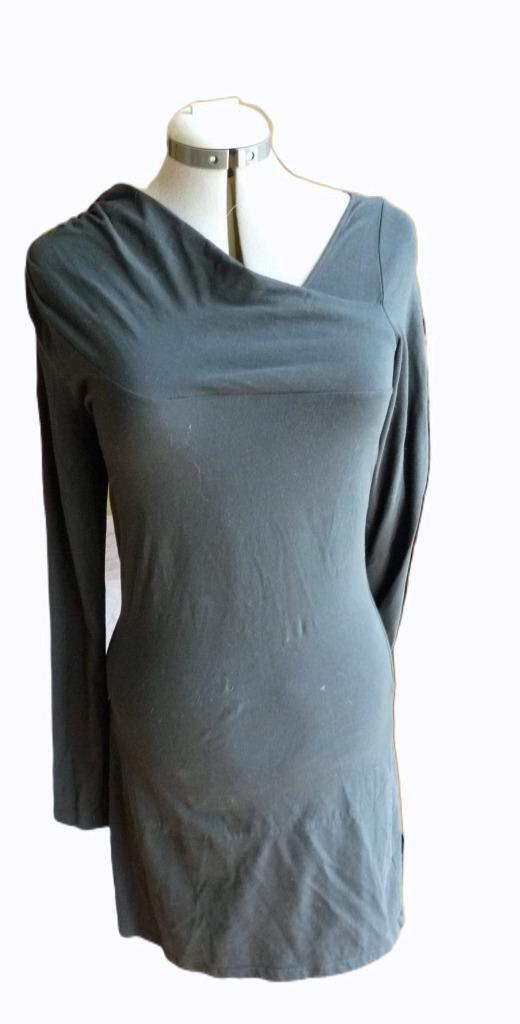 Lole Black stretch organic cotton knit draped neck bodycon athletic dress M EUC