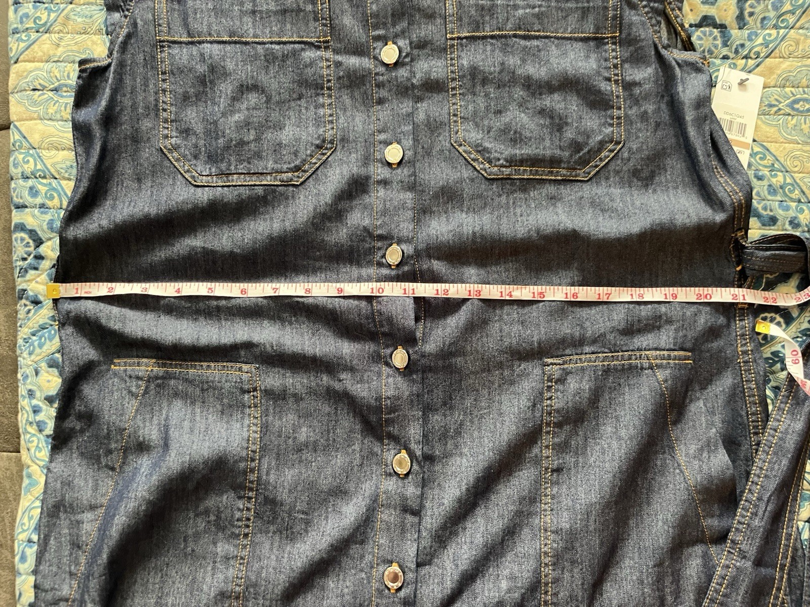 NWTS DKNY Cap Sleeve Cotton Blend Chambray Button up Shirtdress Tie Waist SZ. 12