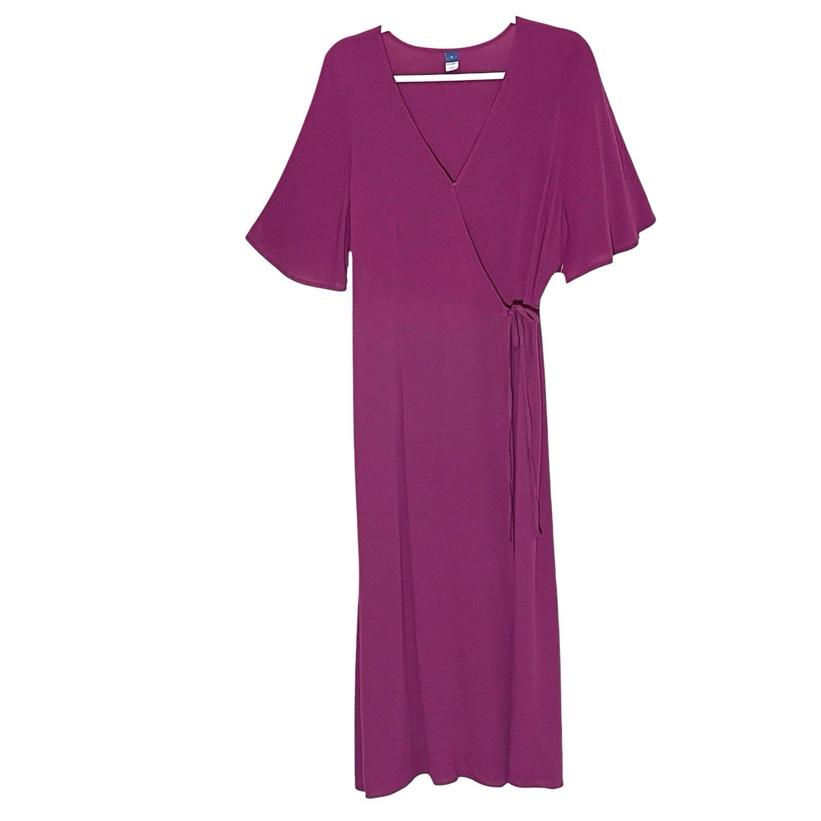NWT Old Navy Pink Viscose Flutter-Sleeve True Wrap Midi Dress New with Tag sz L